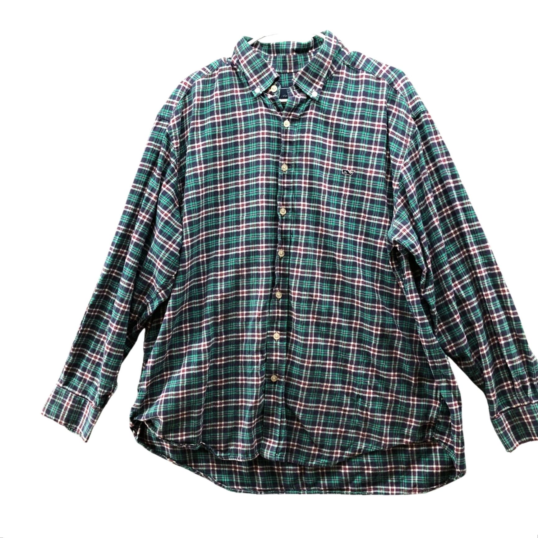 Vineyard Vines Vineyard Vines Whale Shirt Mens XL Flannel Long Sleeve Button-Down Green Plaid Shirt Size US XL / EU 56 / 4 - 2 Thumbnail