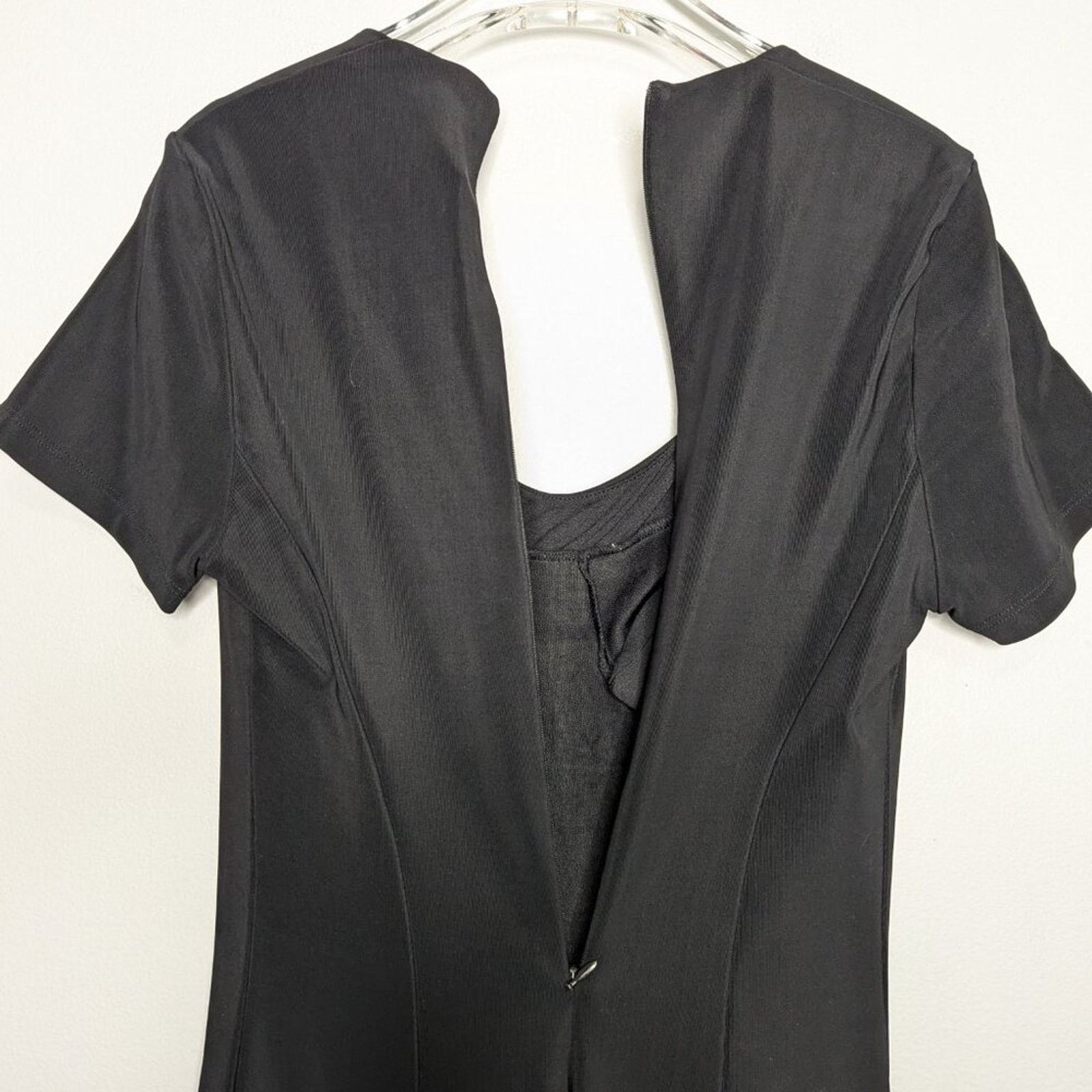 Vintage Carabella Vintage 90's Black Fit Flare Mini Dress Scoop Neck Size S / US 4 / IT 40 - 7 Thumbnail