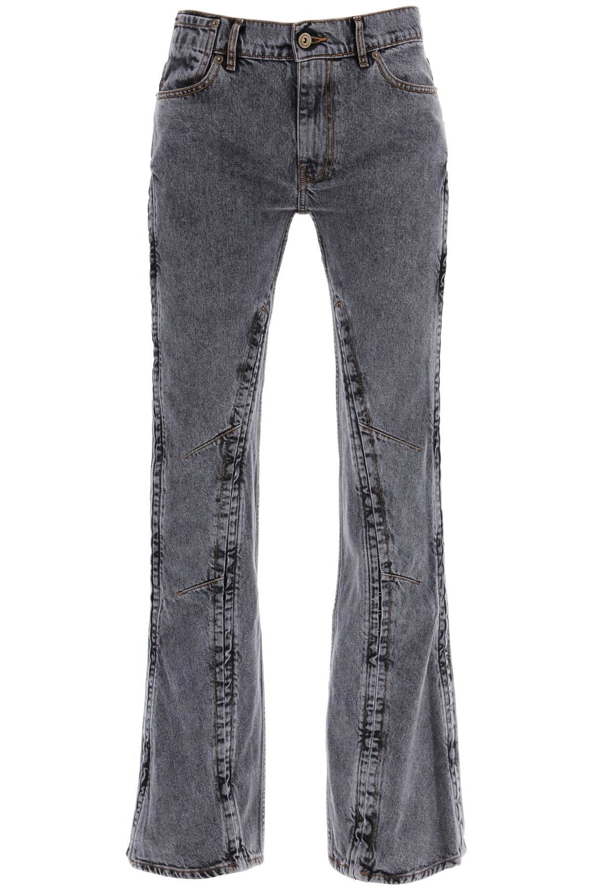 image of Yproject Hook-And-Eye Flared Jeans in Evergreen Vintage Black, Women's (Size 26)