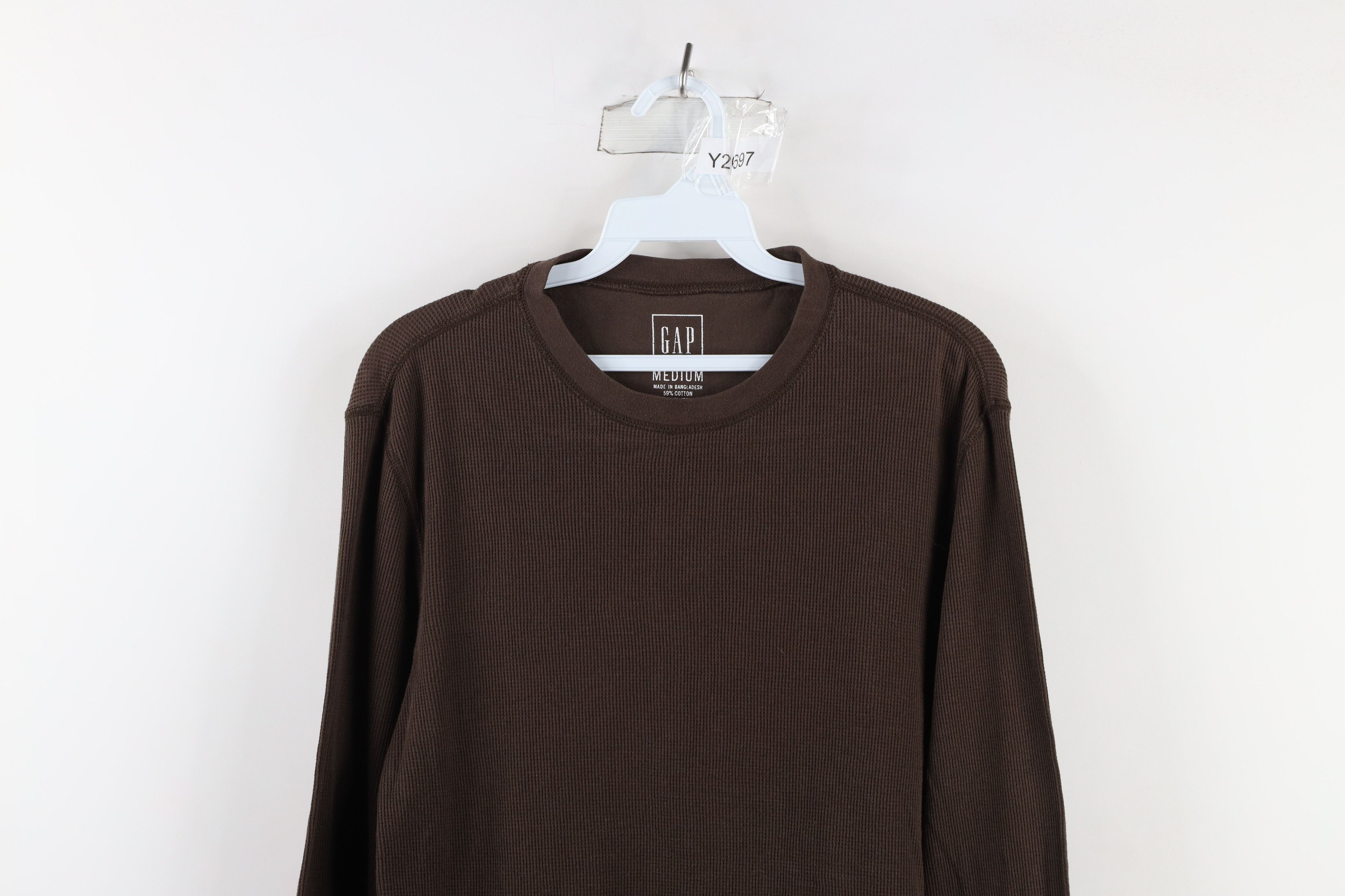 Gap × Vintage Vintage Gap Thermal Waffle Knit Long Sleeve T-Shirt Brown Size US M / EU 48-50 / 2 - 2 Thumbnail
