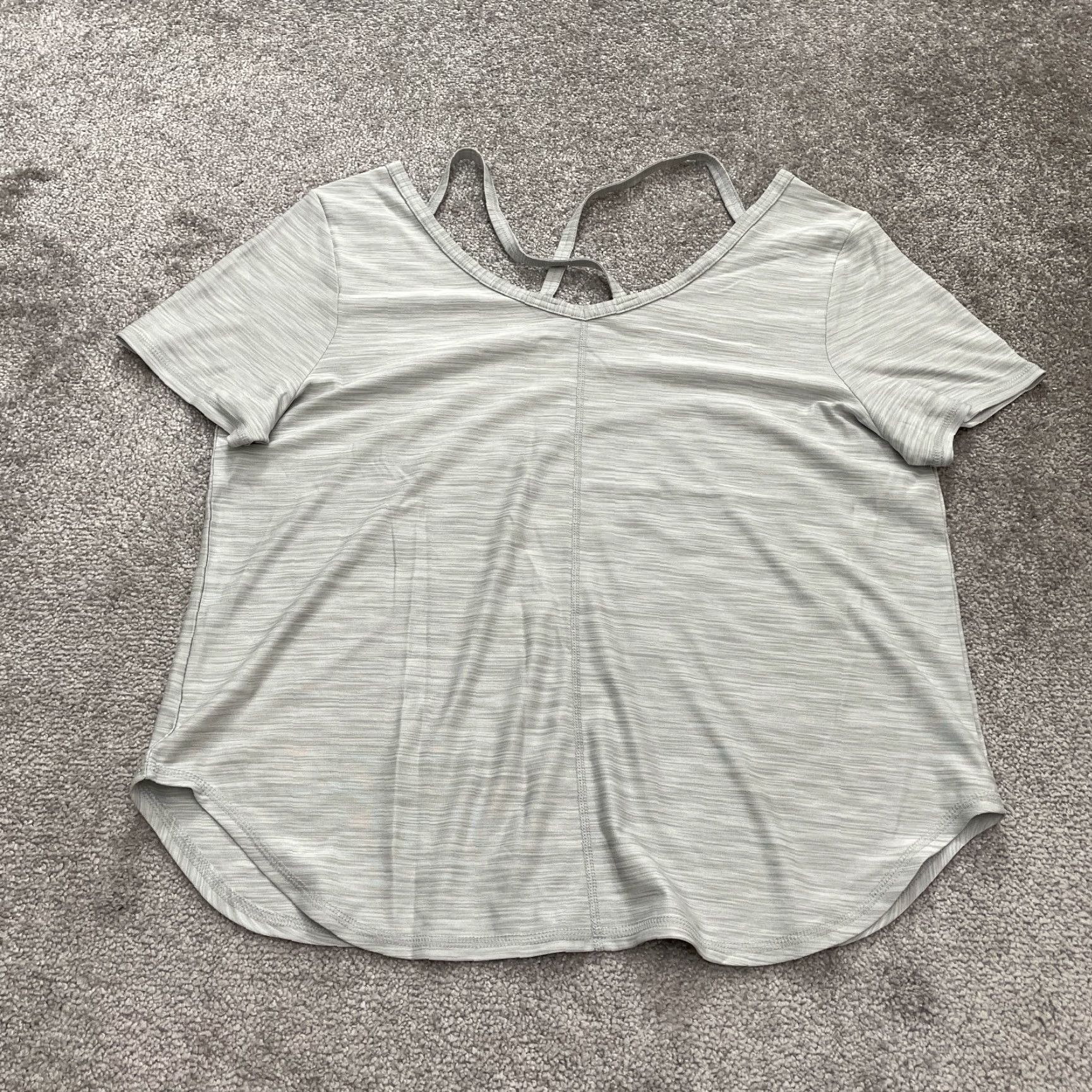 Vintage Rainbeau Athletic Top Womens XL Gray Short Sleeve V-Neck T-Shirt Activewear Gym Size XL / US 12-14 / IT 48-50 - 2 Thumbnail