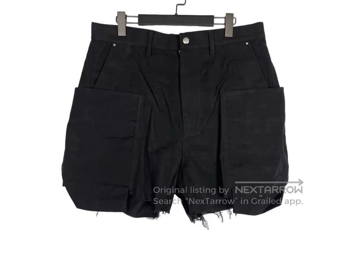 Rick Owens Black Cargo Shorts with Distressed Hem Size 34. Size US 34 / EU 50 - 2 Thumbnail