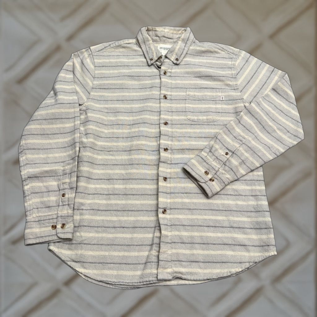 Obey VINTAGE Obey Propaganda Shirt Mens Gray Cream Striped Long Sleeve Cotton Casual Shirt Size US L / EU 52-54 / 3 - 1 Thumbnail