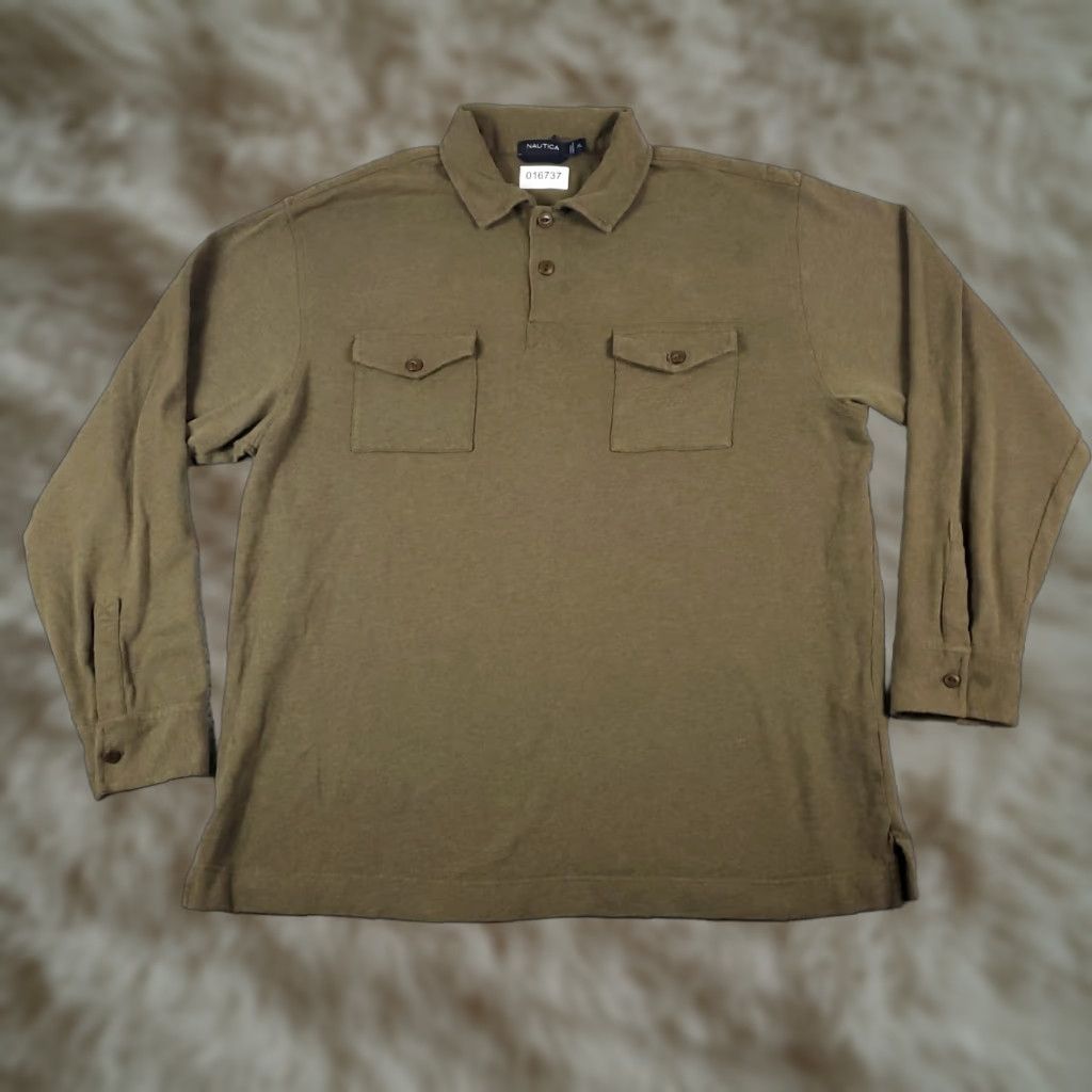 Nautica VINTAGE Nautica Polo Shirt Unisex Adults XL Brown Solid Knit Shirt Mens Womens XL Brown Nautica Polo 90s Preppy Sports Size US XL / EU 56 / 4 - 1 Thumbnail