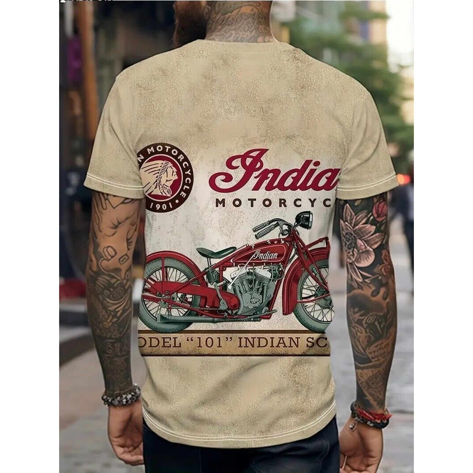 Other Indian Motorcycle Model 101 T-Shirt • Beige & Red • Size M Size US M / EU 48-50 / 2 - 4 Thumbnail