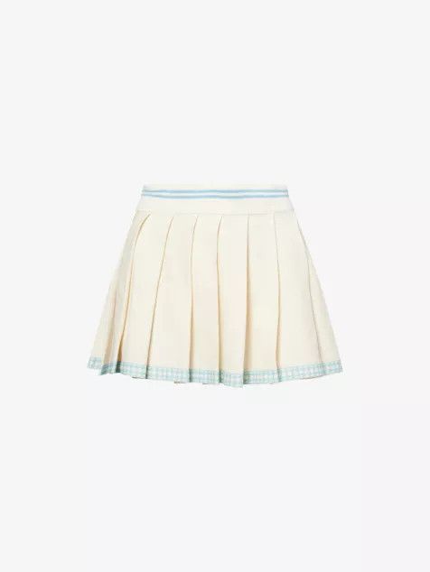 Amiri o1s1wg110426 Quad Pleated Mini Skirt in Ivory Size 26" / US 2 / IT 38 - 1 Thumbnail