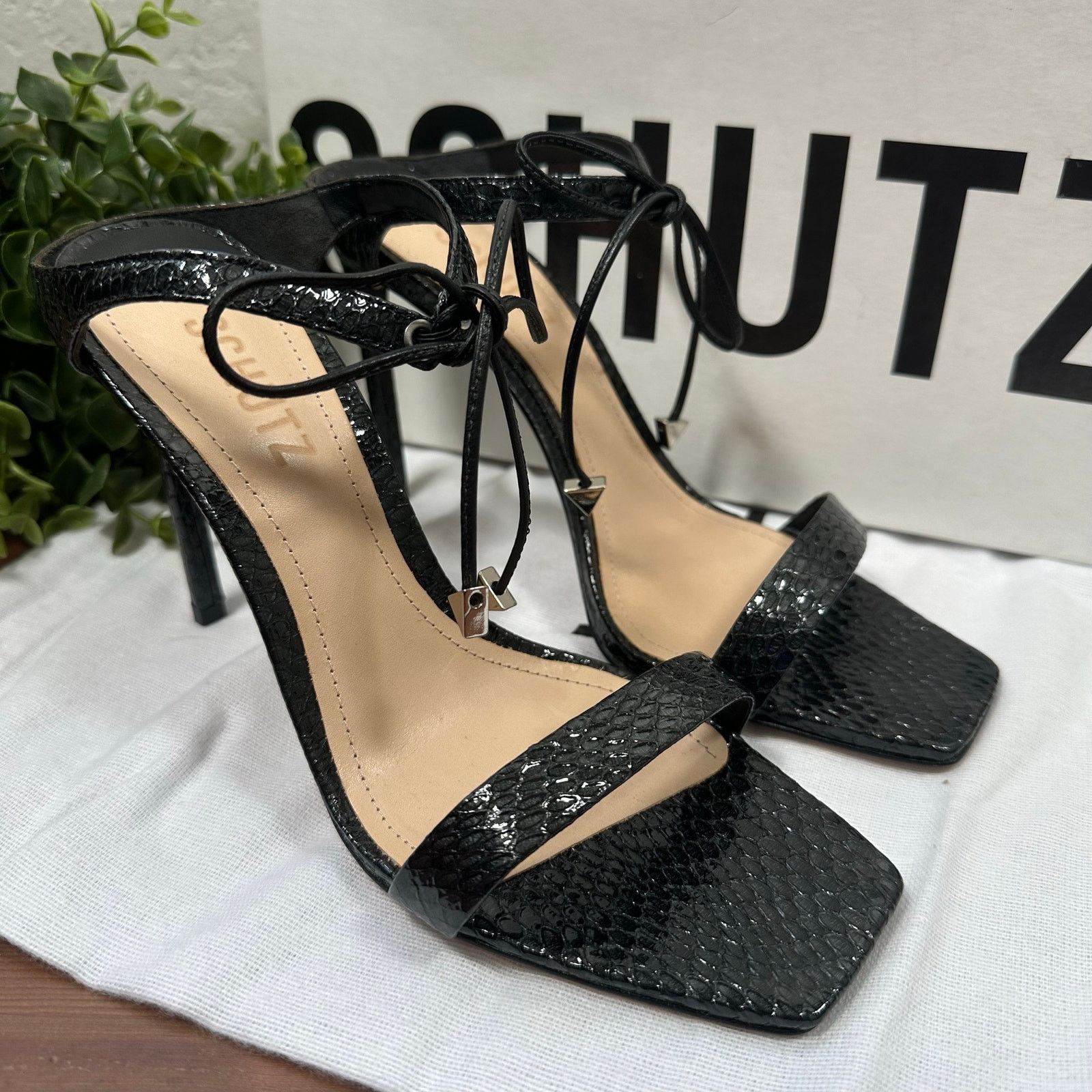 SCHUTZ Schutz Mavis Leather Heeled Mule Sandals Black Size 8.5 Size US 8.5 / IT 38.5 - 3 Thumbnail