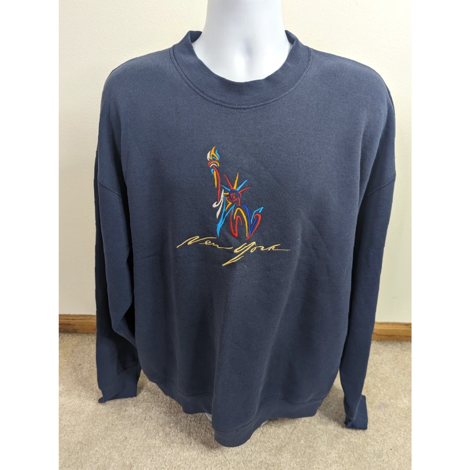 Jerzees VINTAGE NYC New York Crewneck Sweatshirt Men XL Blue Graphic Print Souvenir 90s 80s JERZEES Size US XL / EU 56 / 4 - 2 Thumbnail