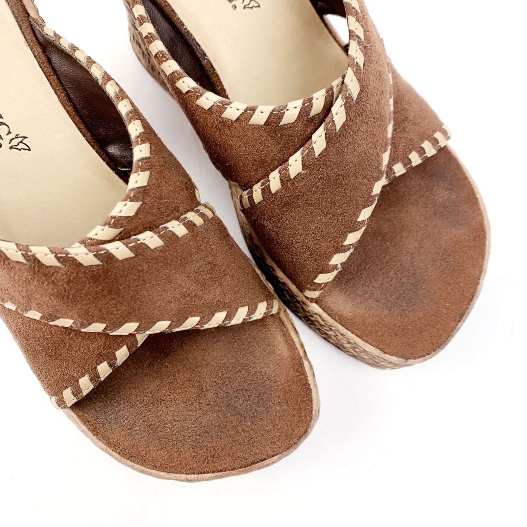Vintage VINTAGE Fashion Bug Sandal Women's 90s Wedge Slide Brown Suede Size US 6.5 6.5 1/2 Mens Womens Size US 7 / IT 37 - 2 Thumbnail