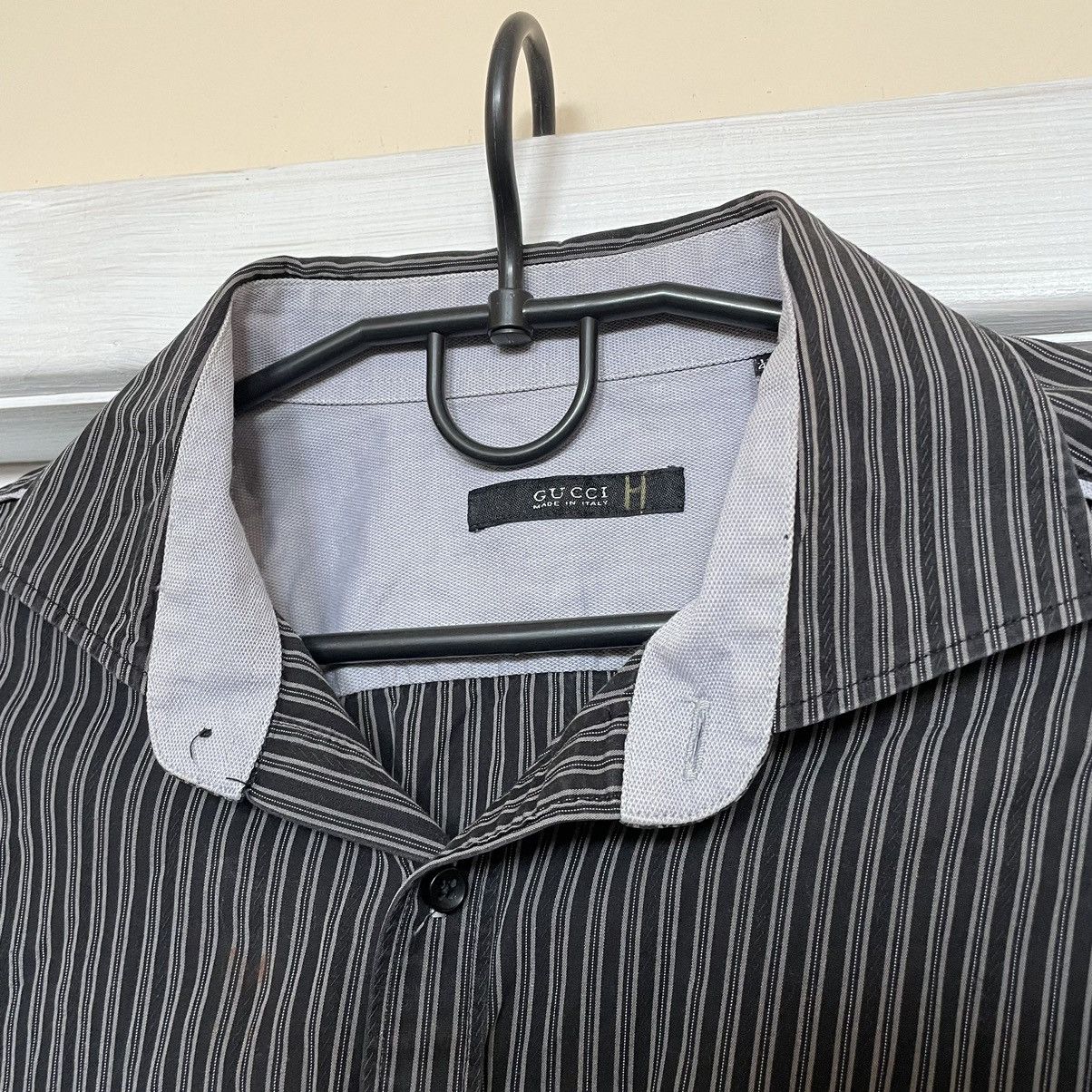 Gucci × Tom Ford × Vintage Gucci by Tom Ford black striped Gray Dress Shirt 90s Size US XL / EU 56 / 4 - 2 Thumbnail