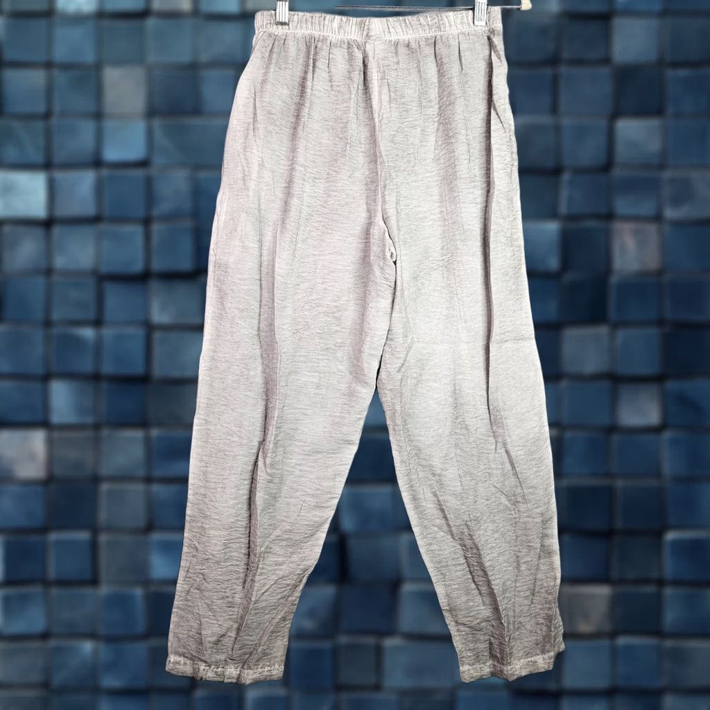 Vintage KIYO Women's Gray Stretch Pants Size M Elastic Waist Regular Fit Casual Size 32" / US 10 / IT 46 - 1 Thumbnail