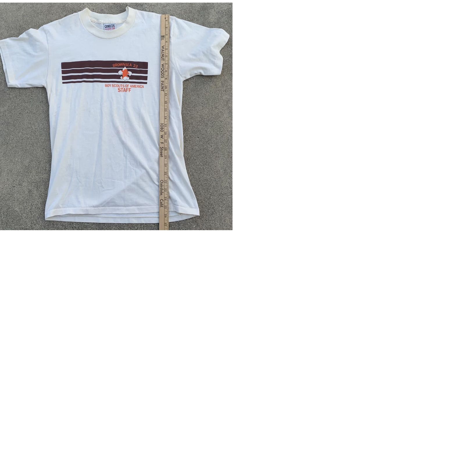 Vintage VINTAGE BROWNSEA 22 Boy Scouts of America Staff t-shirt L Men's Ivory Graphic Tee Short Sleeve 50/50 Made in USA Size US L / EU 52-54 / 3 - 9 Thumbnail