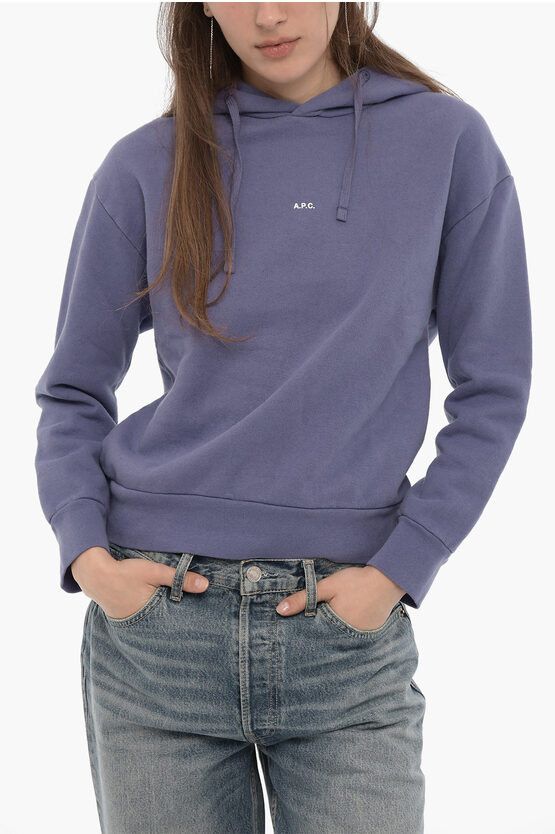 image of A P C Og1Mm0524 Solid Logo Hoodie In Purple, Women's (Size Medium)