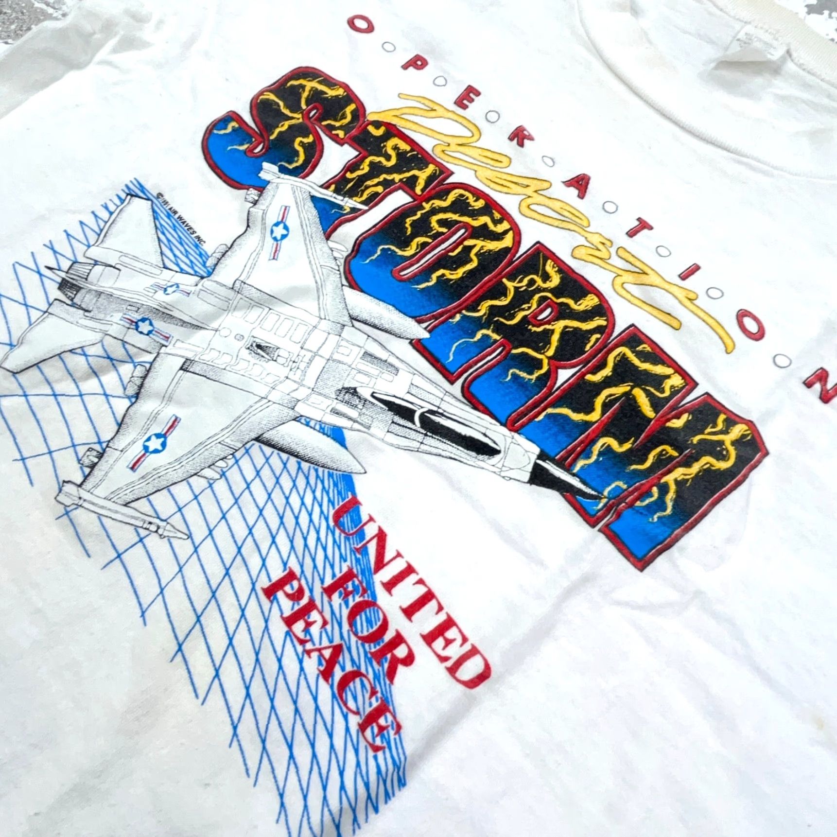 Vintage VINTAGE Desert Storm Shirt Men L White Tee Short Sleeve Crew Neck Graphic Print 90s Grunge USA Stain/Faded Size US L / EU 52-54 / 3 - 3 Thumbnail