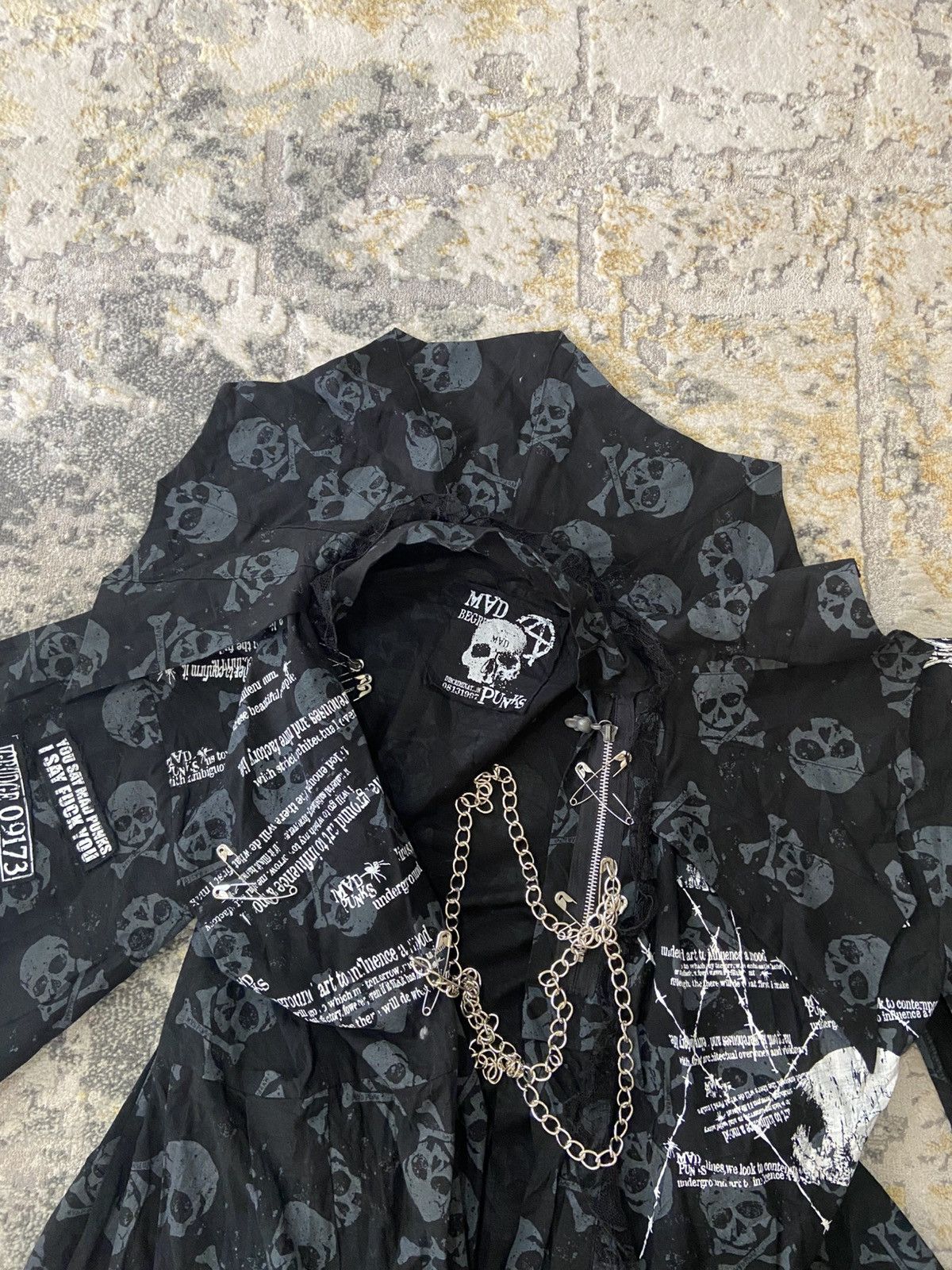 Japanese Brand MAD PUNK Avant-Garde Punk Gothic Long Coat Size ONE SIZE - 6 Thumbnail