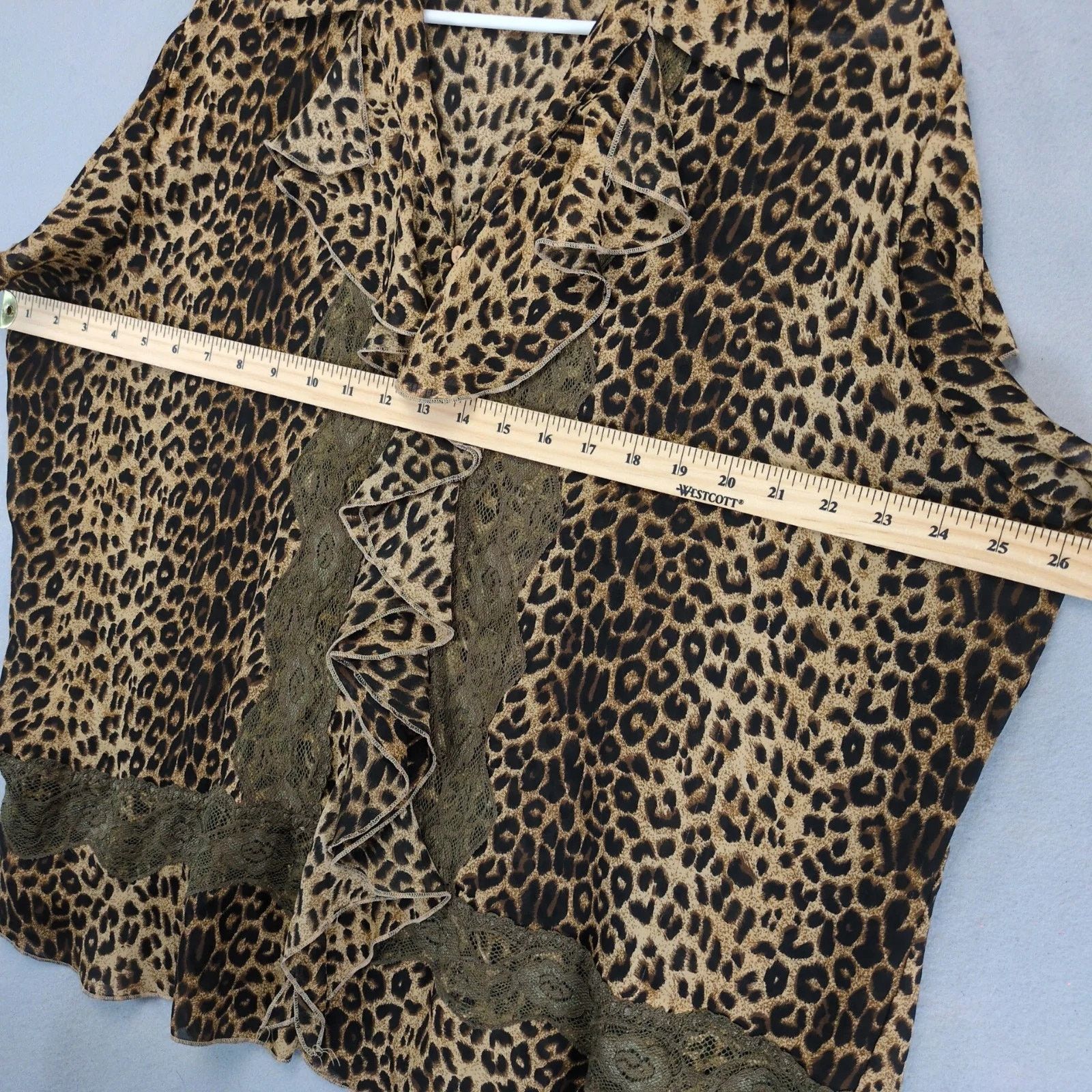 Other Signature Robbie Bee Leopard Print & Lace Chiffon Blouse Top Size XXL / US 16-18 / IT 52-54 - 5 Thumbnail