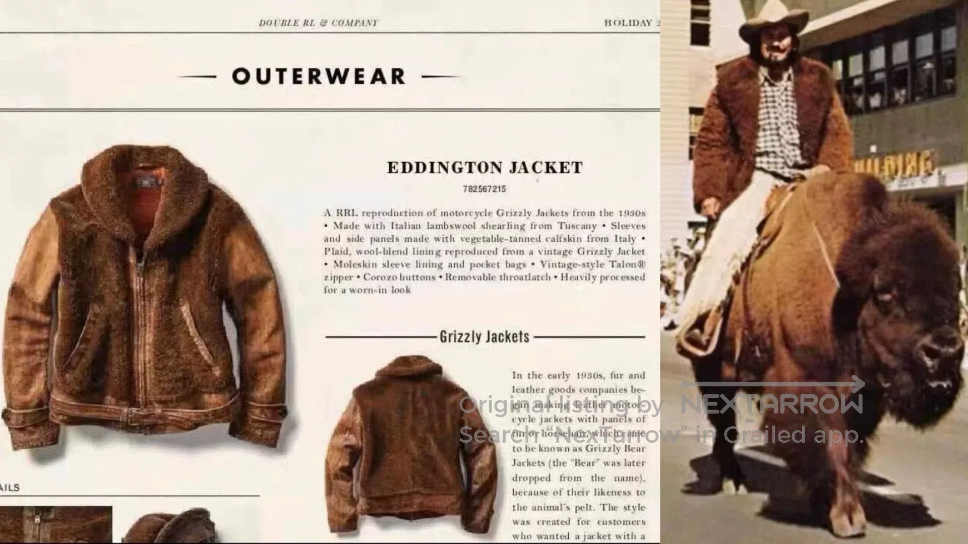 RRL Ralph Lauren Rare Double RL Brown Leather Jacket. Size US XL / EU 56 / 4 - 3 Thumbnail