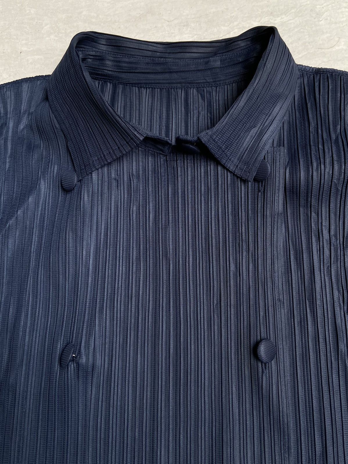 Designer × Japanese Brand PLEATSME Blue Pleats Blazers Size XS / US 0-2 / IT 36-38 - 4 Thumbnail