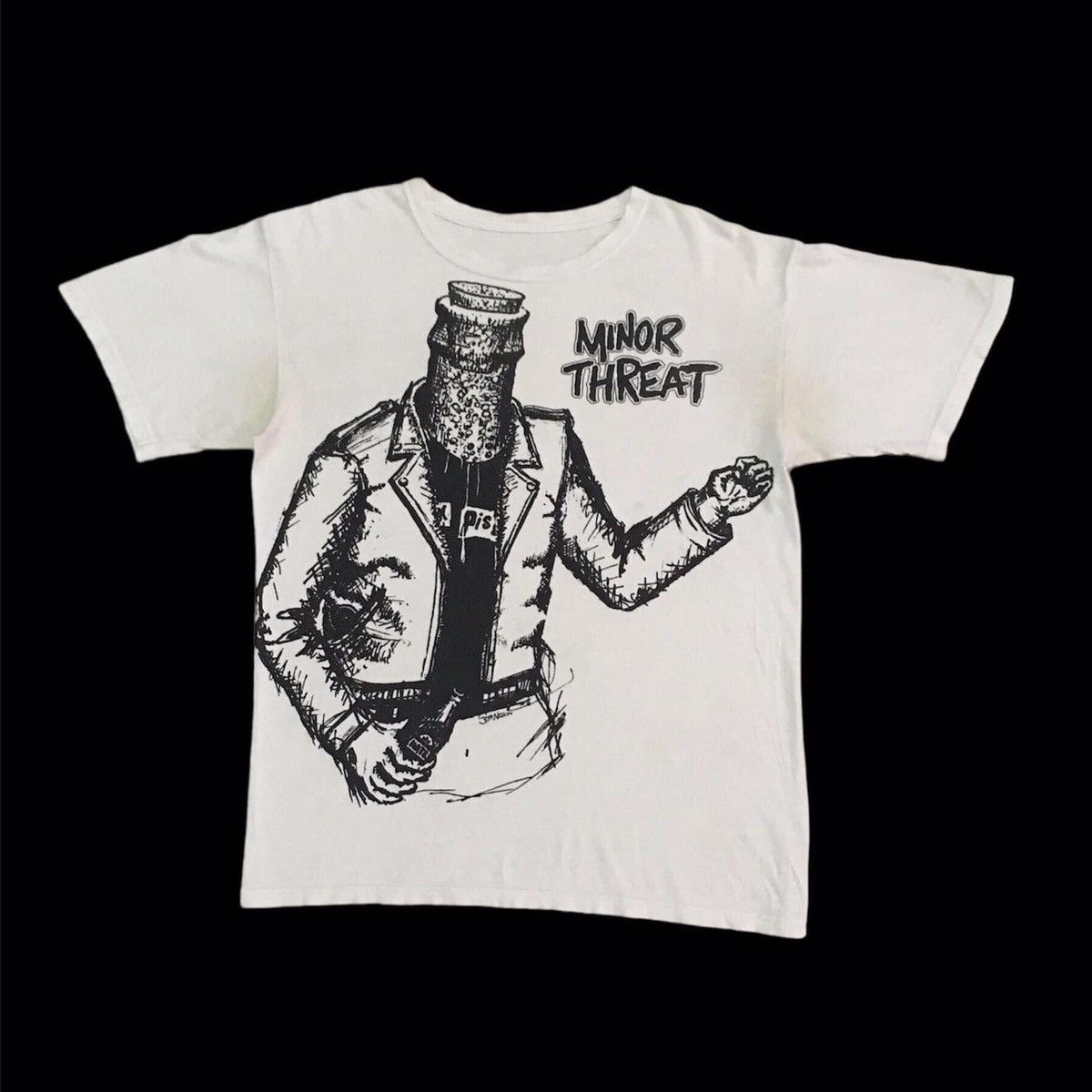 image of Band Tees x Vintage Minor Threat in White, Men's (Size Large)