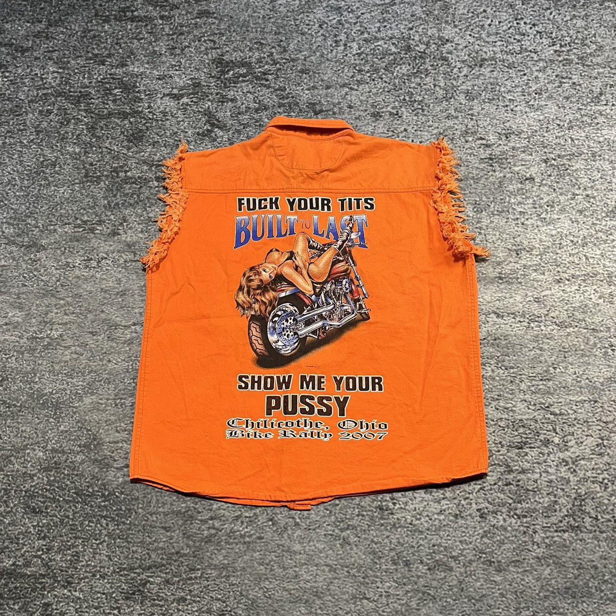 Vintage VINTAGE Y2K FUNNY HUMOR NSFW GRUNGE BIKER VEST LARGE ORANGE Size US L / EU 52-54 / 3 - 1 Thumbnail