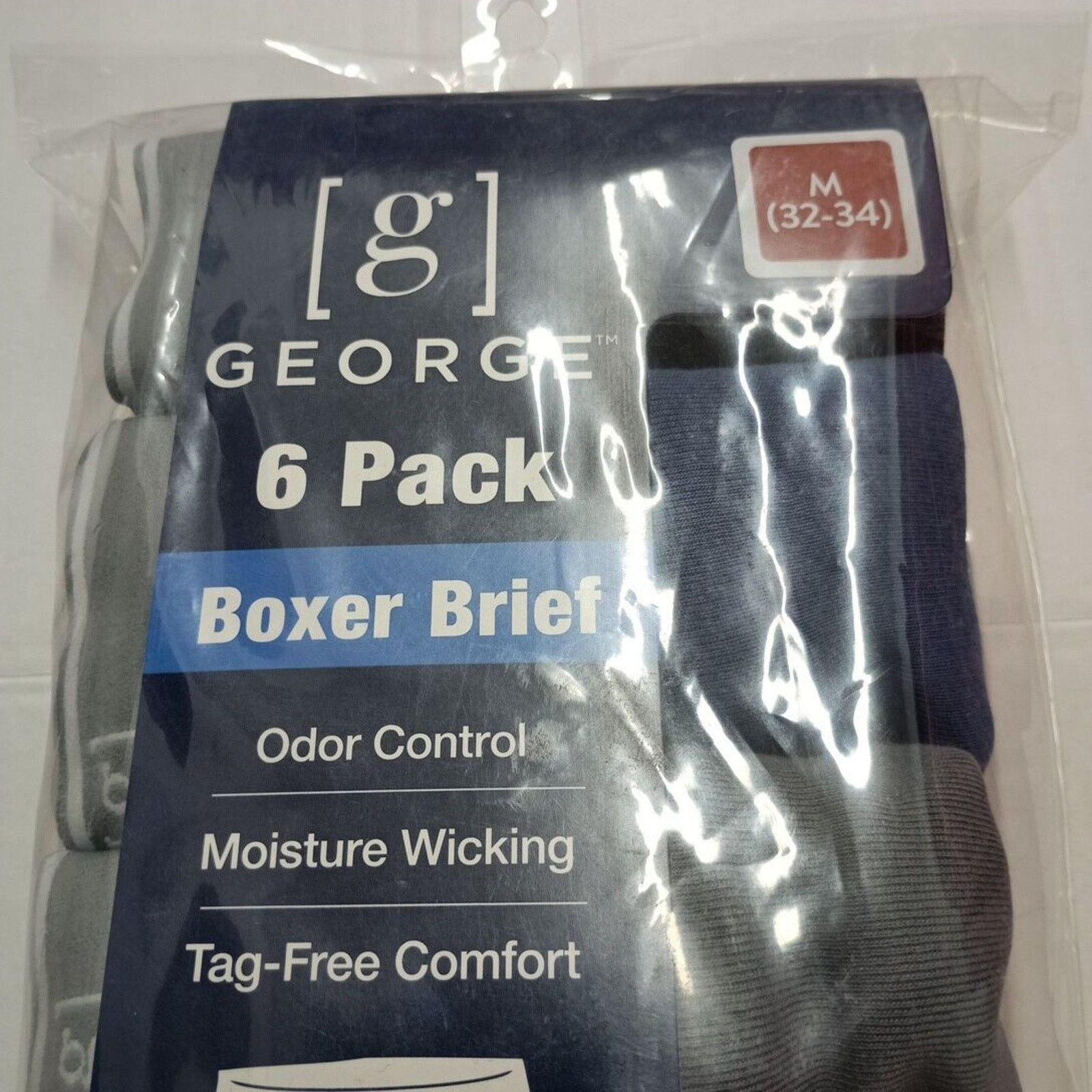 George George Men's Cotton Stretch Boxer Briefs 6-Pack Size M 32-34 Size 32 - 3 Thumbnail