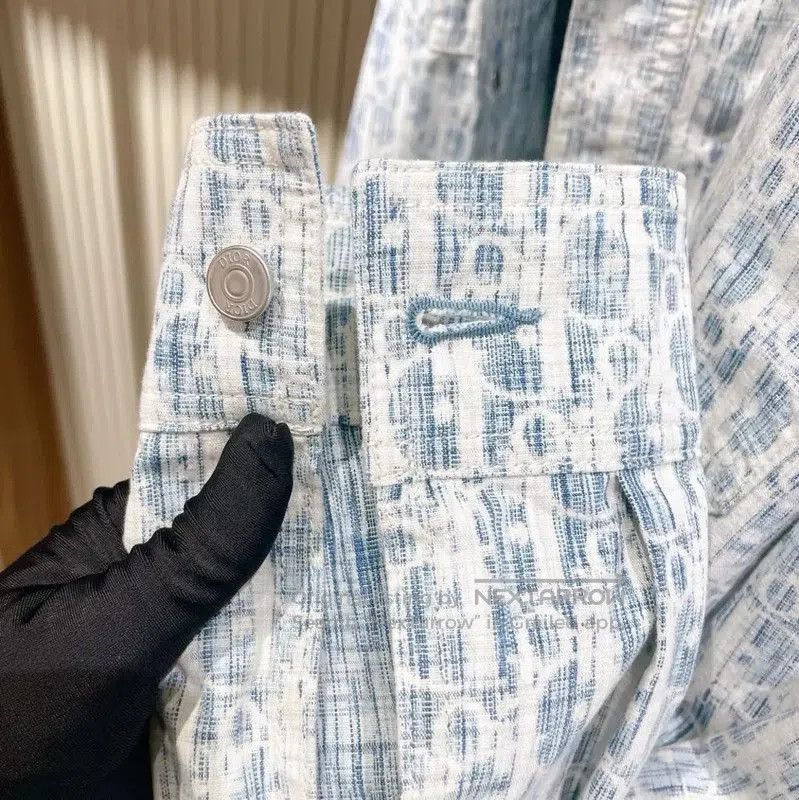 Dior Dior Blue Denim Logo Print Long Sleeve Shirt . Size US L / EU 52-54 / 3 - 6 Thumbnail