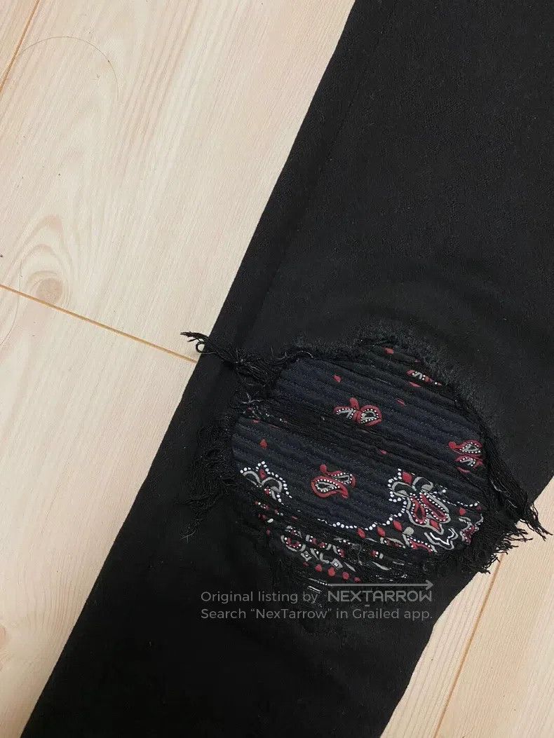 Amiri Amiri Classic Red Cashew Flower Patchwork Black Jeans, Siz Size US 28 / EU 44 - 4 Thumbnail