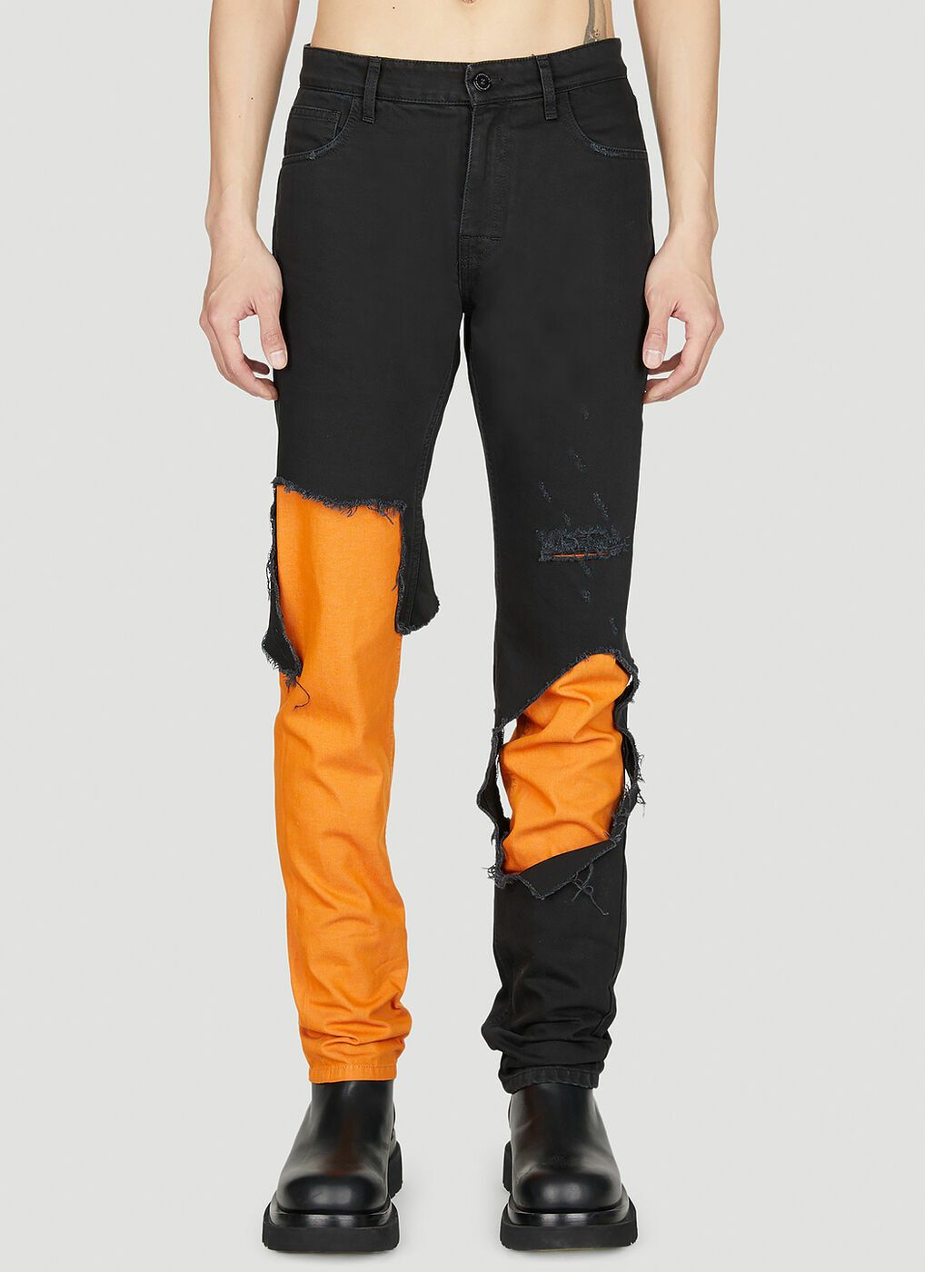 Raf Simons o1y0325 Denim Pant in Black/Orange Size US 32 / EU 48 - 1 Thumbnail