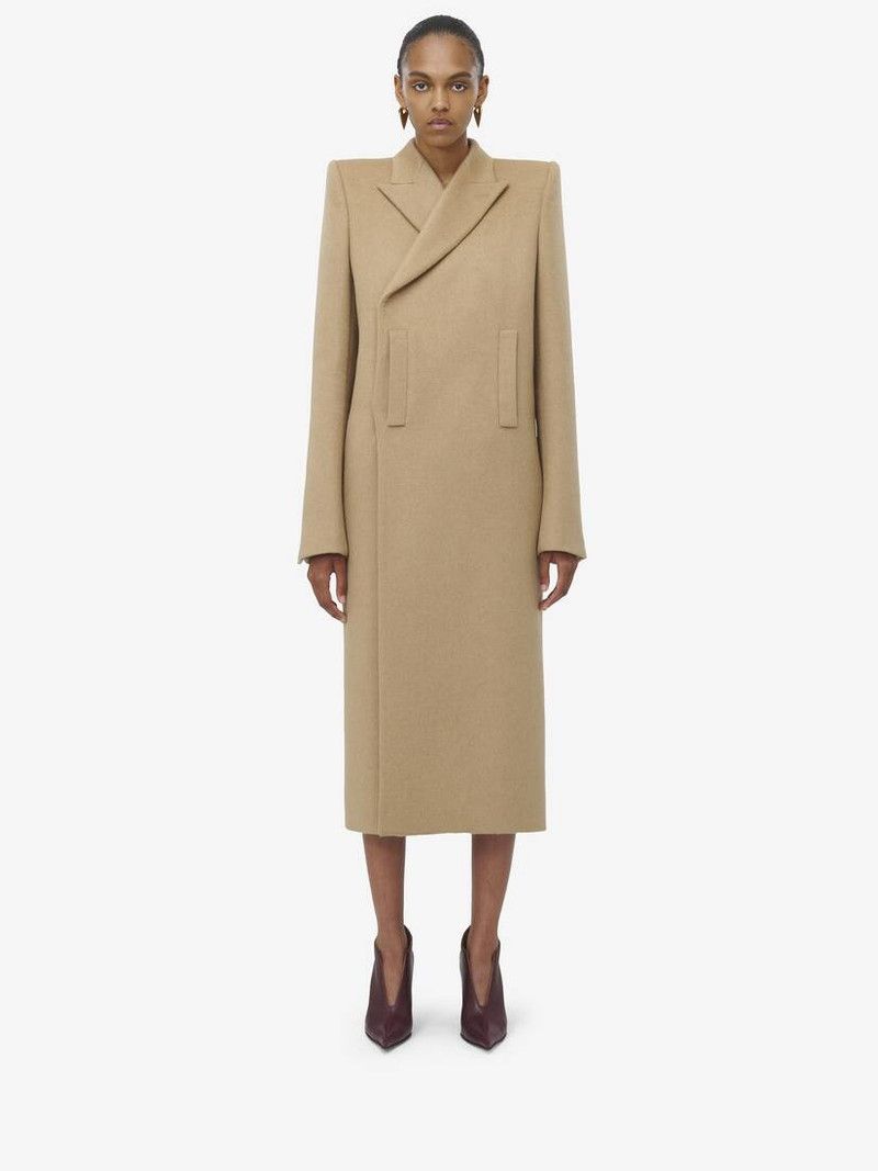 Alexander McQueen o1srvl11e0226 Tailored Coat In Beige Size L / US 10 / IT 46 - 1 Thumbnail