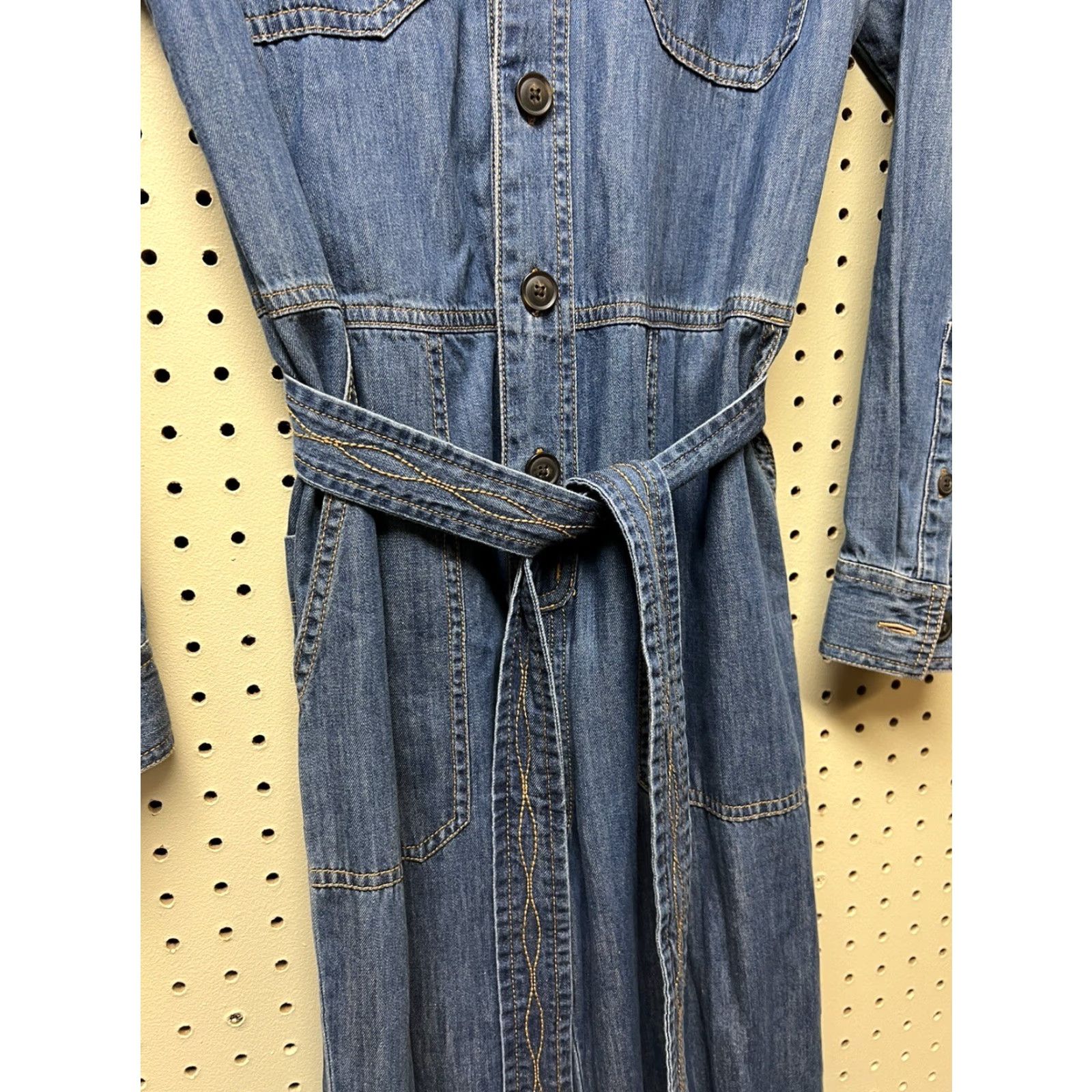 Pendleton Pendleton Blue Denim Chambray Utility Jumpsuit Coveralls Belted Size 2 NEW Women Button Belted Pockets 100% Cotton Boho Western Modern Size 26" / US 2 / IT 38 - 4 Thumbnail