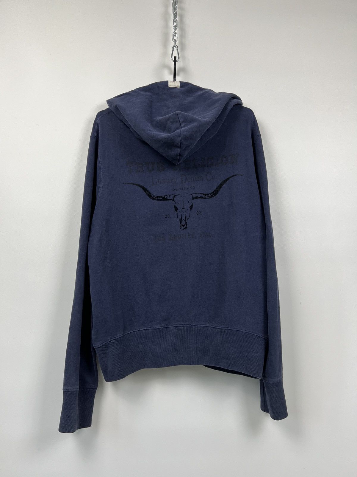 True Religion Vintage Faded Zip-Up Hoodie Bulls Size L