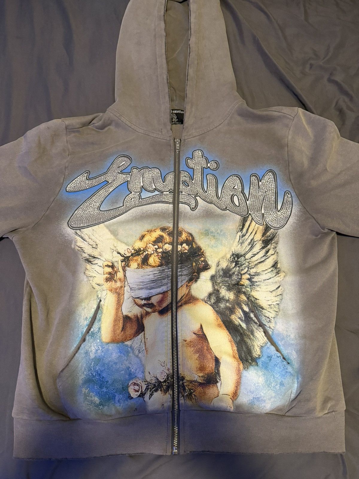 Other Mixed Emotions Grey "Rhinestone" Hoodie size Large Size US L / EU 52-54 / 3 - 1 Thumbnail