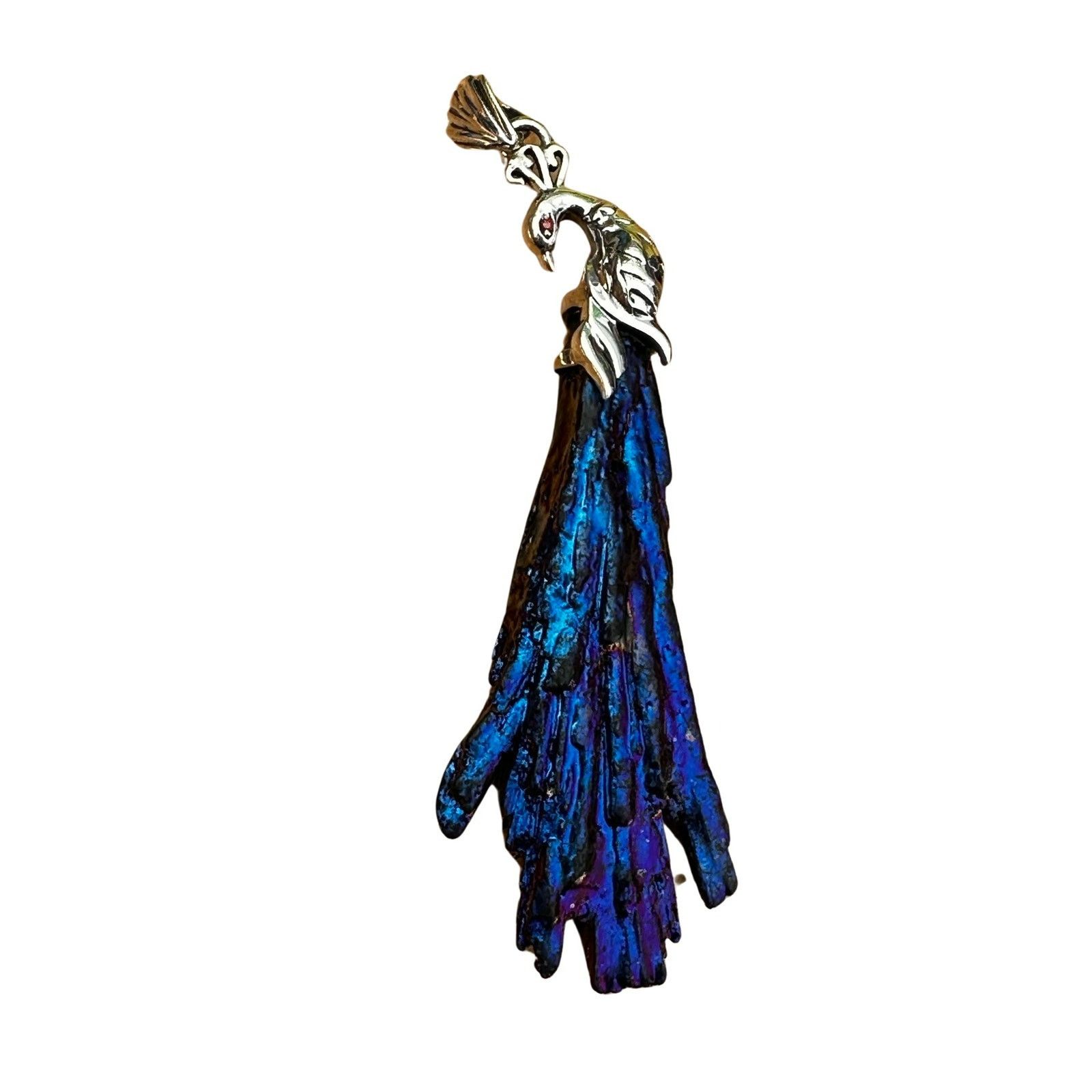 Vintage Sterling Silver Blue Peacock Ore Pendant Size ONE SIZE - 1 Thumbnail