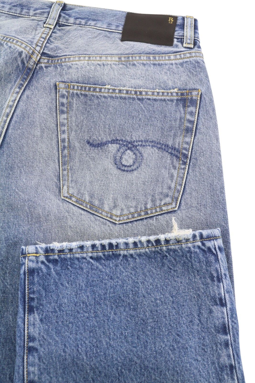 R13 CUFFED X-BF 27 Jasper Straight Faded Blue Zip PF25 86638 Size 27" / US 4 / IT 40 - 5 Thumbnail