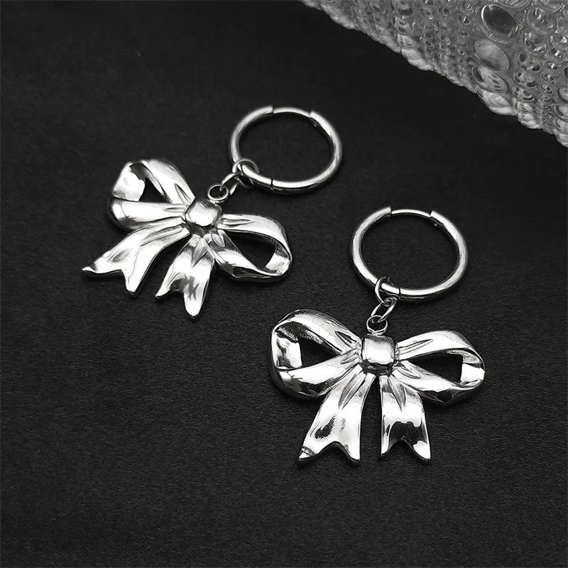 Jewelry Bow Knot Hoop Earrings Jewelry Gift Size ONE SIZE - 2 Thumbnail