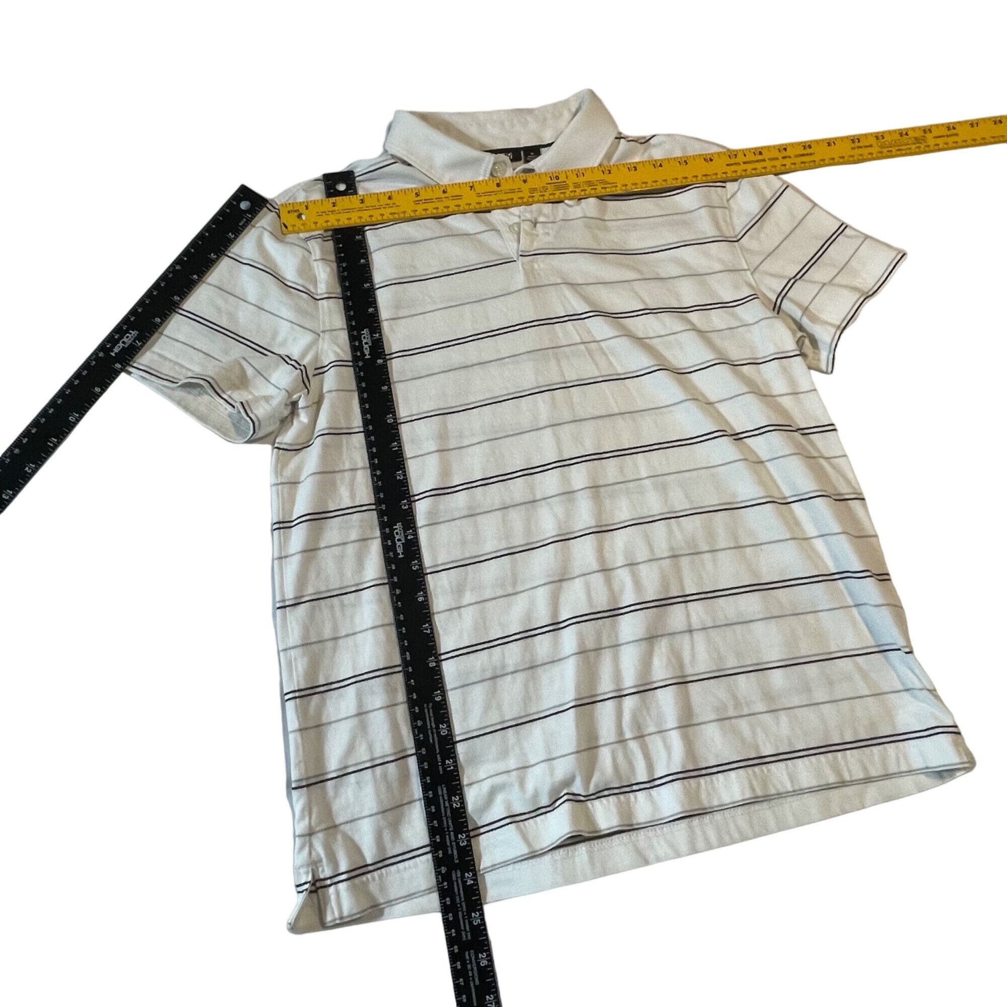 Apt. 9 APT. 9 Men's Striped Polo Shirt M White & Black 100% Cotton Size US M / EU 48-50 / 2 - 3 Thumbnail