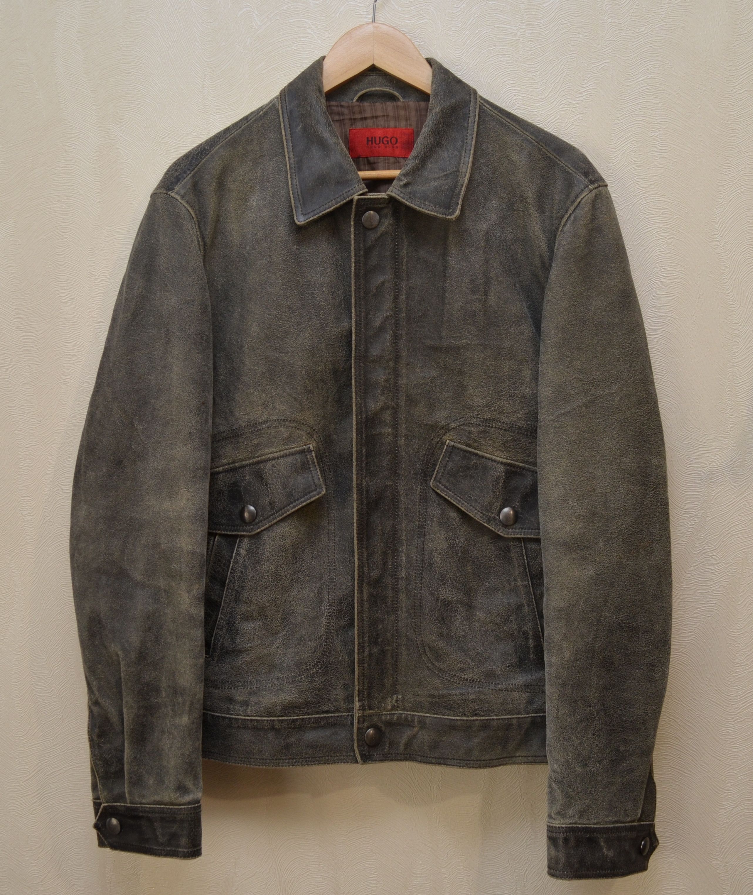 Hugo Boss × Leather Jacket × Vintage 90s Vintage Hugo Boss Leather ...