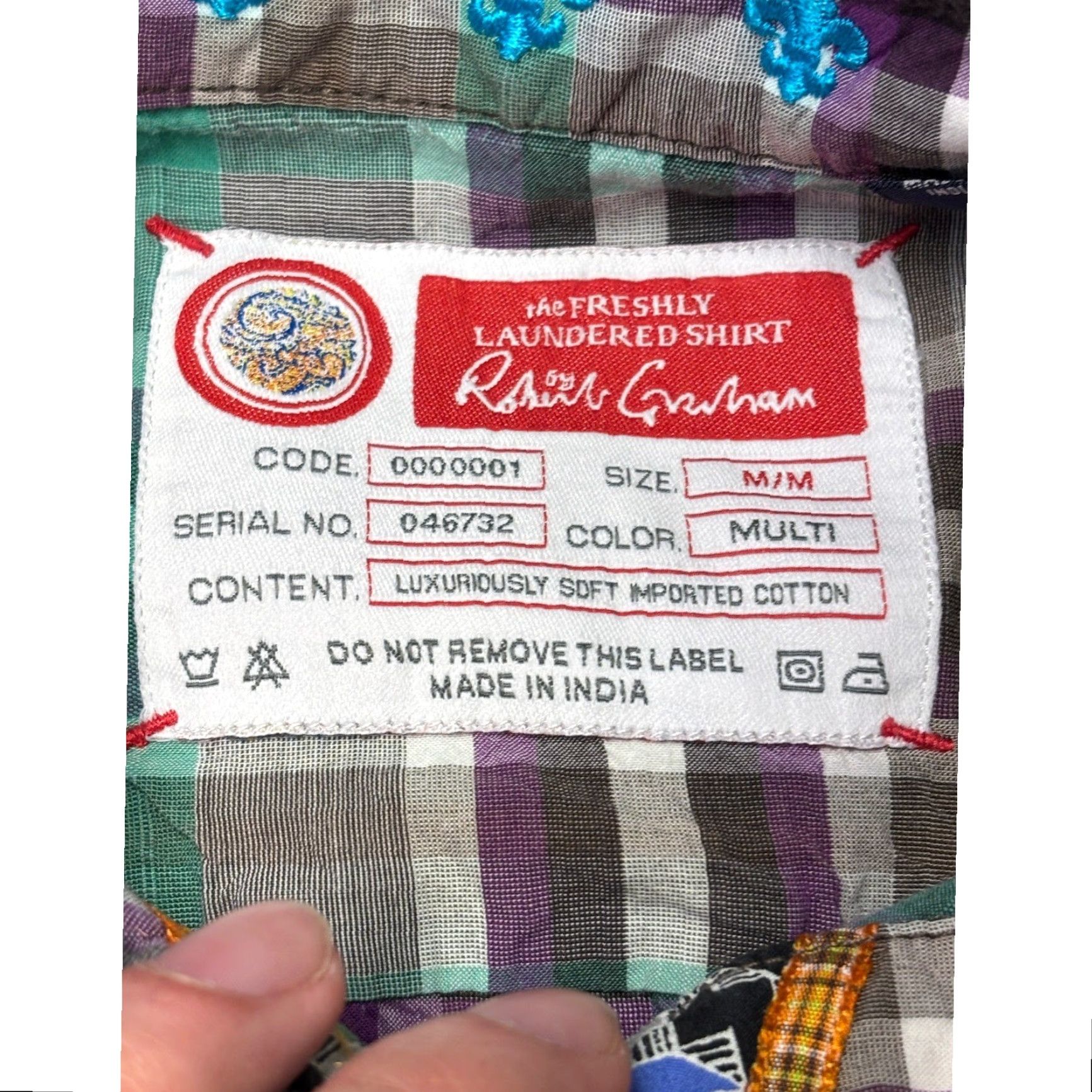 Robert Graham Robert Graham Freshly Laundered Shirt Mens Medium Green Purple Plaid Cotton L/S Shirt Size US M / EU 48-50 / 2 - 4 Thumbnail