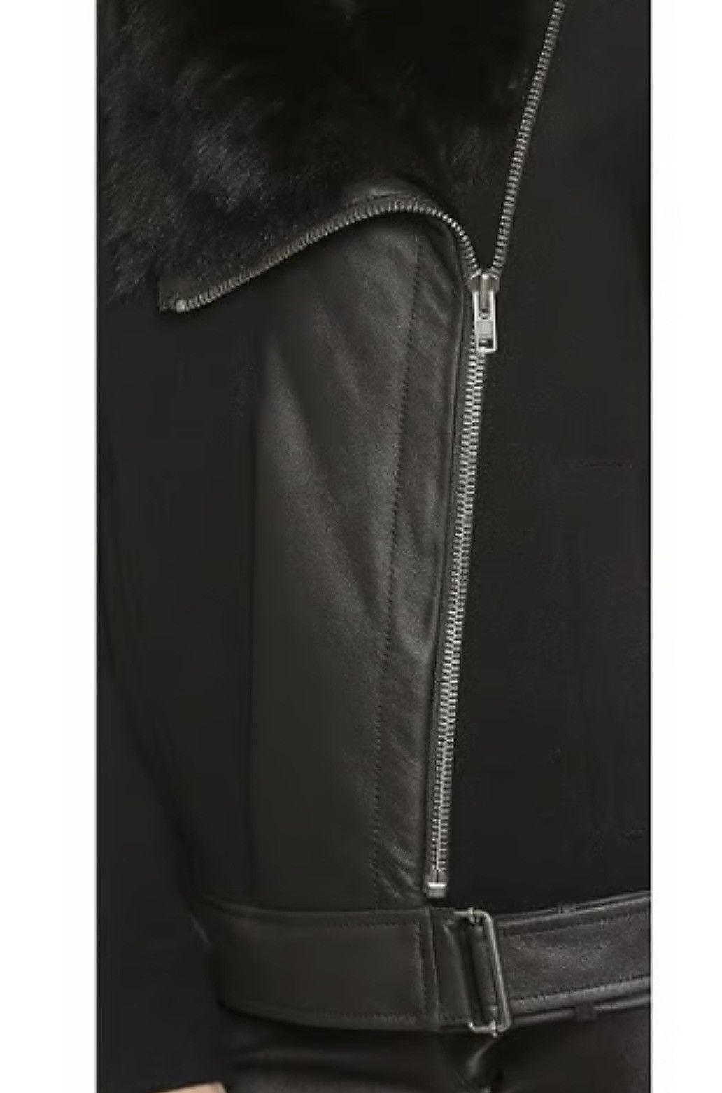 Helmut Lang HELMUT LANG Fur Combo Wool Blend Jacket in Black Size S / US 4 / IT 40 - 13 Thumbnail