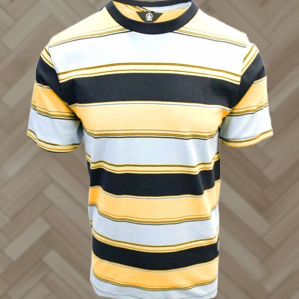 Volcom Volcom Men’s Cool Blue Chromatic Crew S/S T-Shirts (S04) - Striped Modern Fit, 60% Cotton 40% Polyester, Navy/Gold/Turquoise, Size S Size US S / EU 44-46 / 1 - 1 Thumbnail