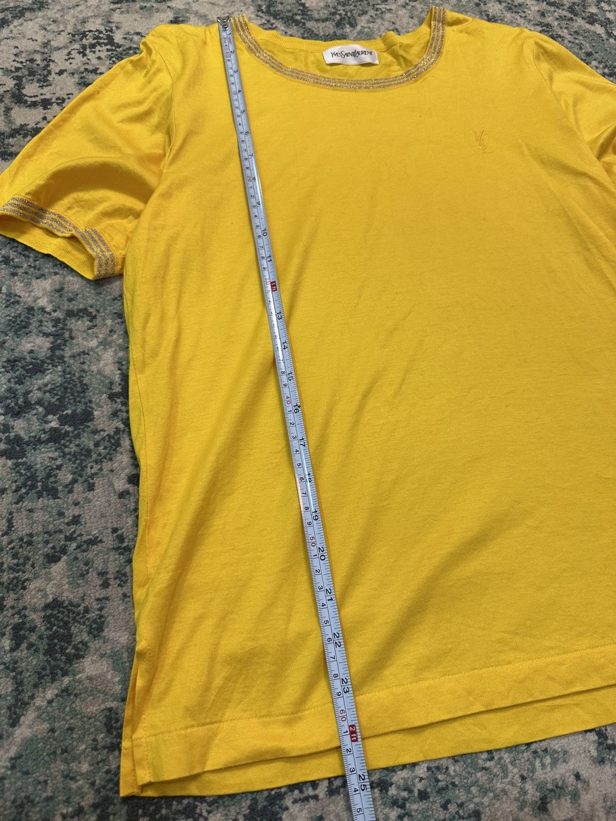 Saint Laurent Paris 1990 - Yves Saint Laurent Glittering Cuff YSL Logo Tee Size US M / EU 48-50 / 2 - 9 Thumbnail