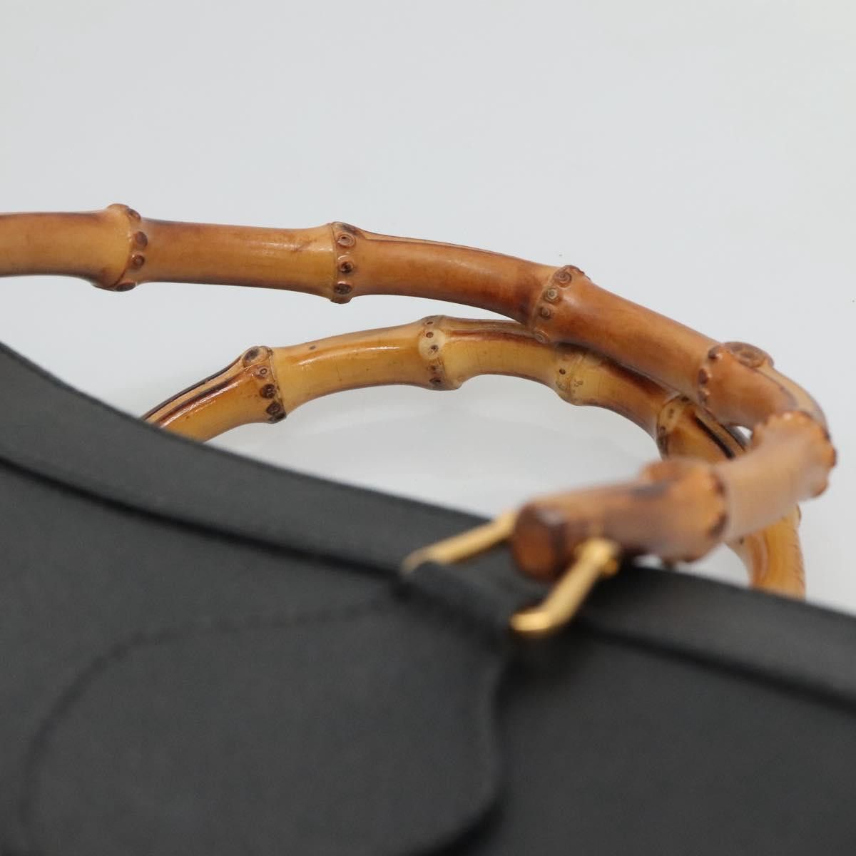 Gucci GUCCI Bamboo Hand Bag Leather Black Gold 002 2853 0260 0 Size ONE SIZE - 8 Thumbnail