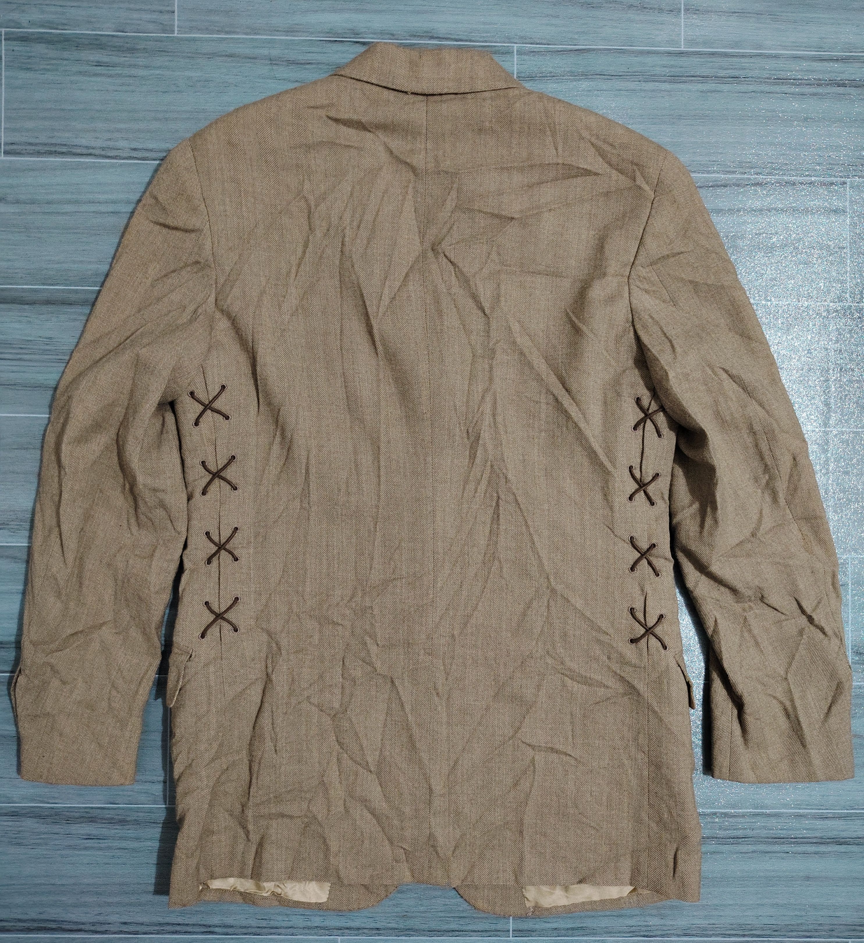 Hermes HERMES - Archive - Wool Herringbone Lace-Up Coat Size 48S - 11 Thumbnail