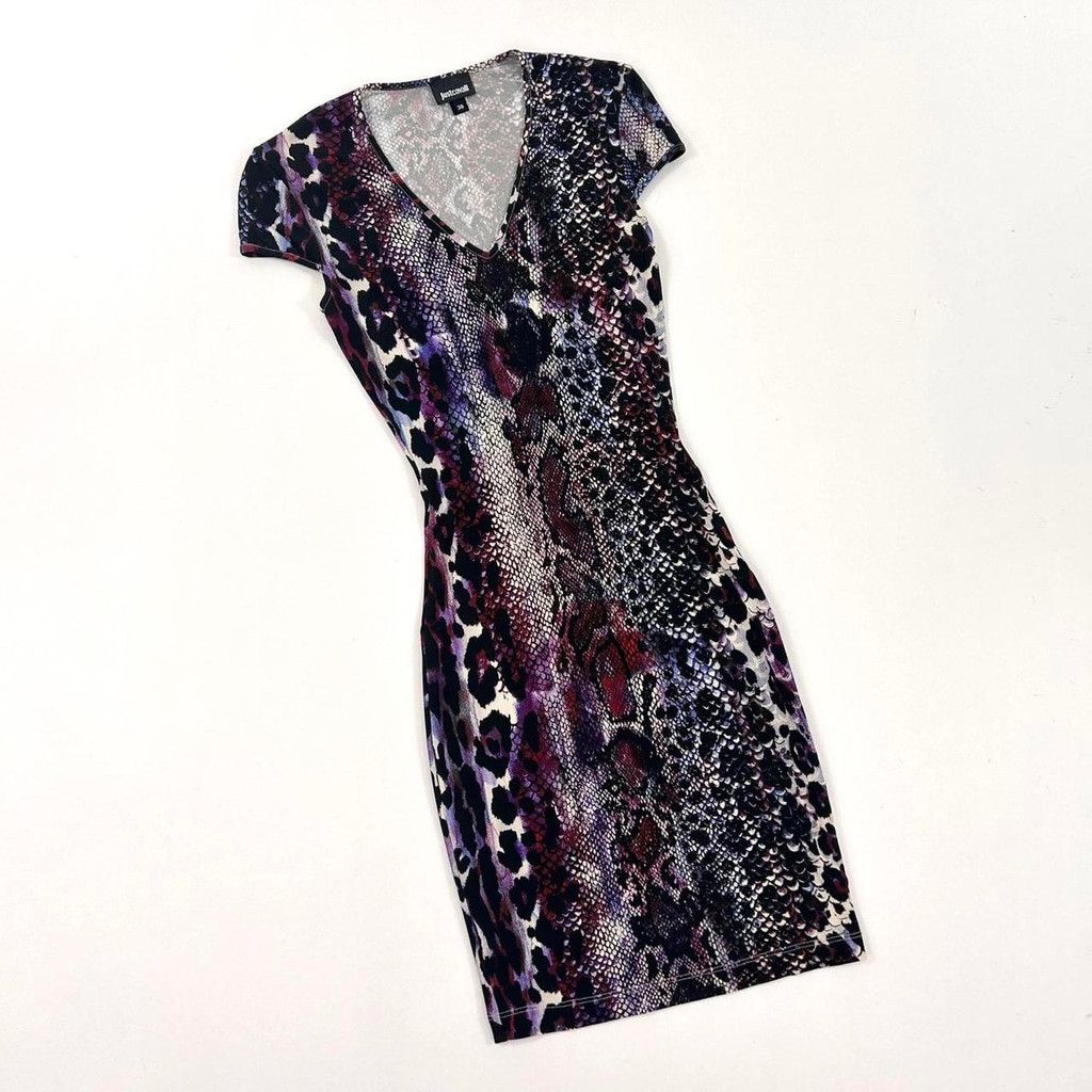 Cavalli animal print short sleeve bodycon dress