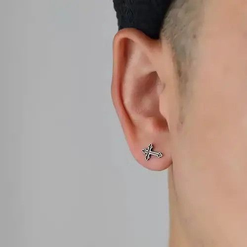 Sterling Silver × Vintage vintage cross stud （1pairs） Size ONE SIZE - 2 Thumbnail