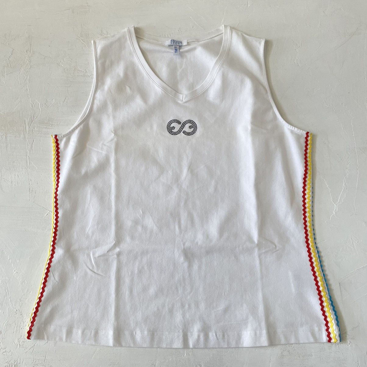 Escada Sport Y2K Escada Sport Embellished Logo White Tank Top Size XL / US 12-14 / IT 48-50 - 1 Thumbnail