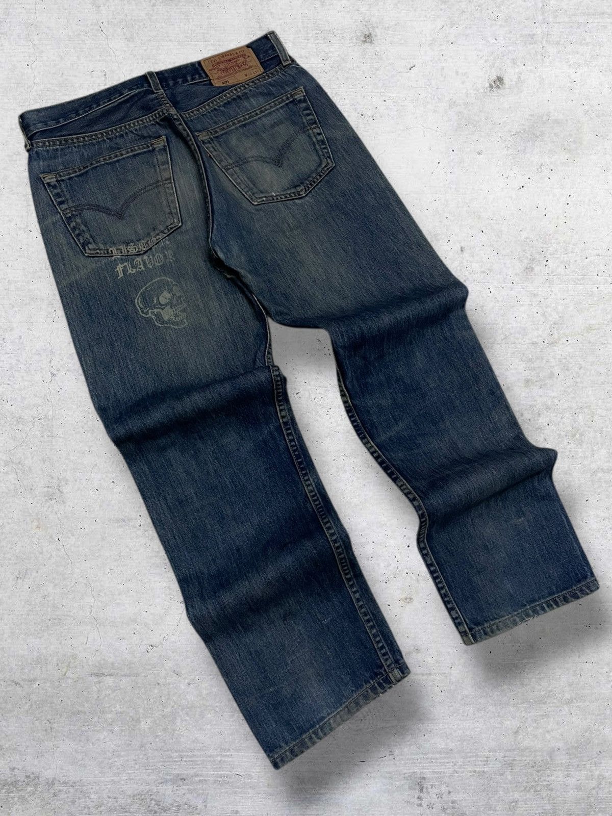 Levi's Vintage Clothing RARE 501 LEVIS 90S DESIGNER SKULL RIPPED FRAYING OG DENIM Size US 31 - 10 Thumbnail