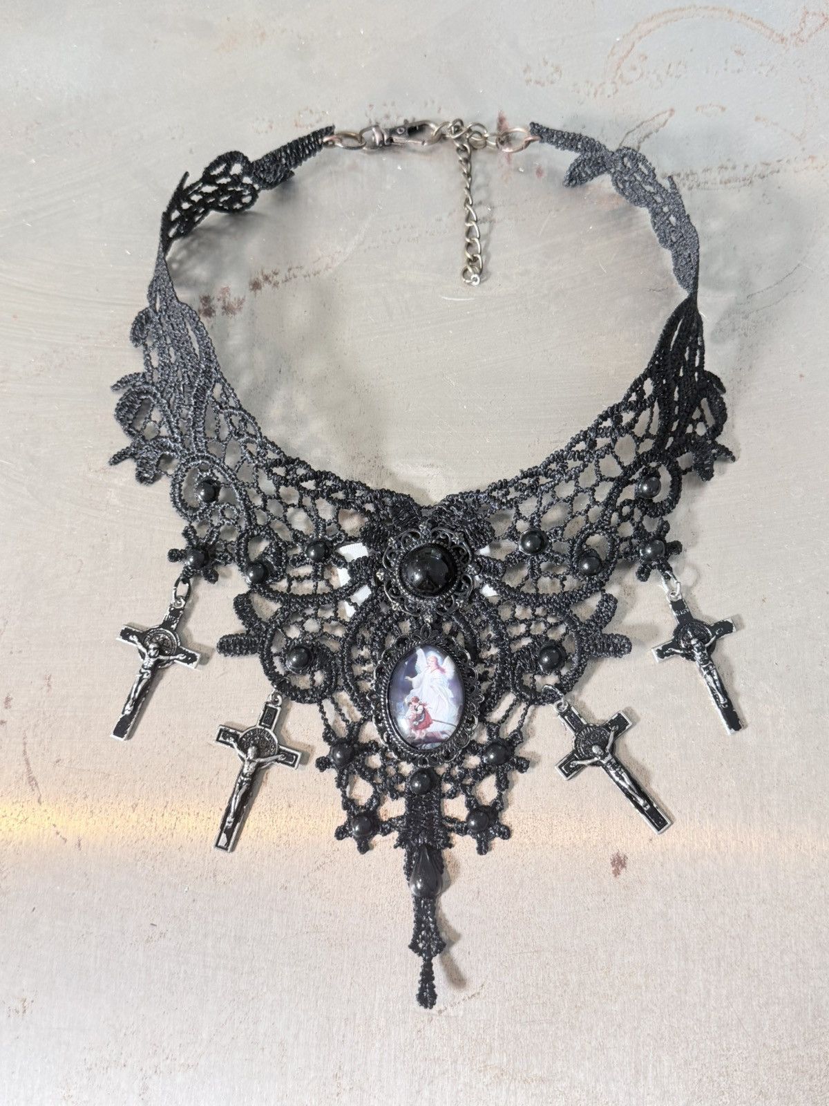Jean Paul Gaultier 90's 1/20 Lace Rosary Chocker Necklace | Grailed