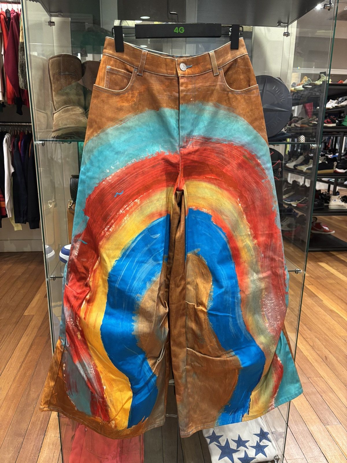 Marni Flocked Rainbow Painted Flared Denim Jeans