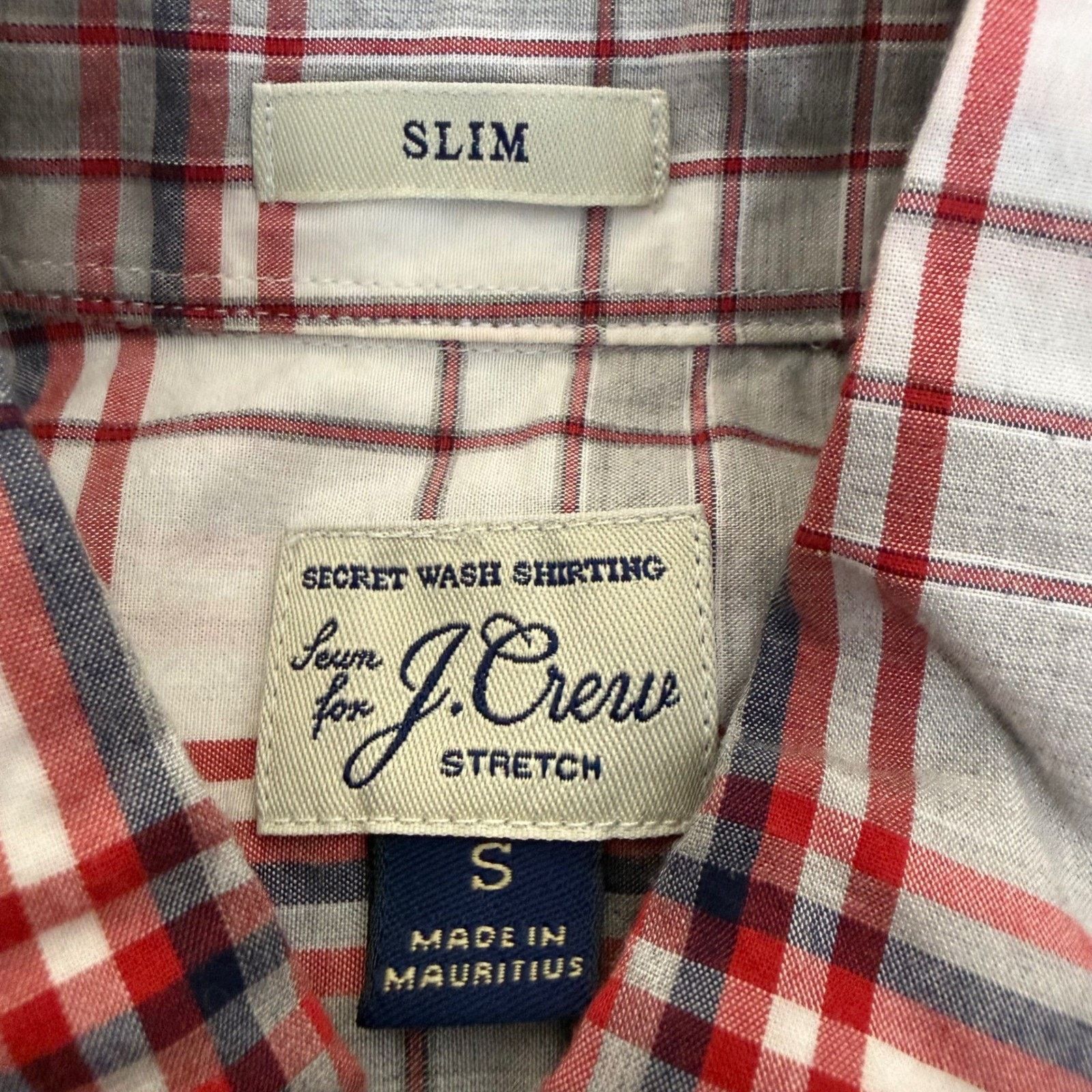 Other J.Crew Shirt Mens Small Gray Red Plaid Slim Fit Stretch Size US S / EU 44-46 / 1 - 2 Thumbnail
